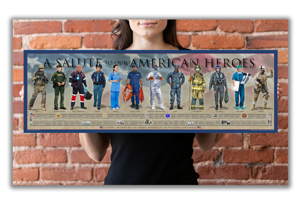 A Salute to our American Heroes - Unframed 11 ¾" x 36"