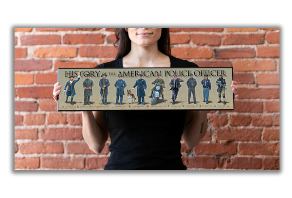 History of the American Police Officer - Plaque - Beveled Edge with a pebble textured finish 6" x 24"
