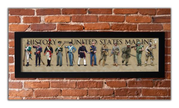 History of the United States Marine - Framed 1", printed with a matte finish, 6" x 24"