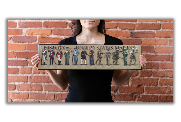 History of the United States Marine - Plaque - Beveled Edge with a pebble textured finish 6" x 24"