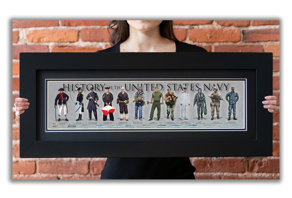 History of the United States Navy - Framed 2" Black Double Matted, Flat Molding 6" x 24"
