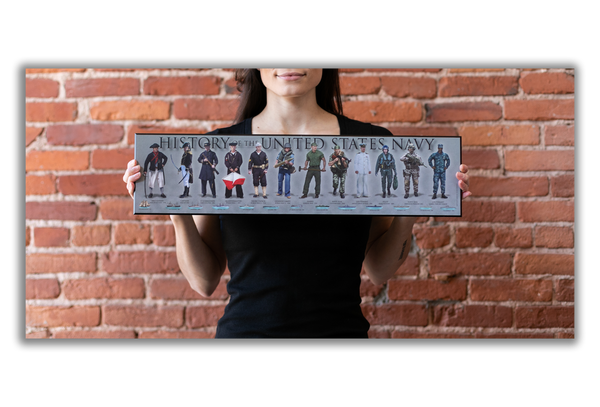 History of the United States Navy - Plaque - Beveled Edge with a pebble textured finish 6" x 24"