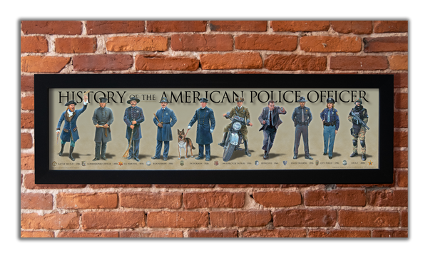 History of the American Police Officer - Framed 1", printed with a matte finish, 6" x 24"