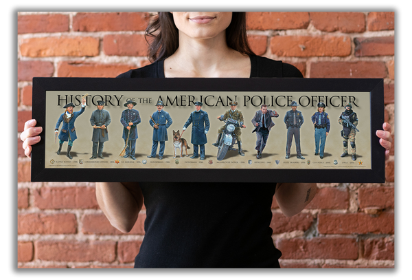 History of the American Police Officer - Framed 1", printed with a matte finish, 6" x 24"