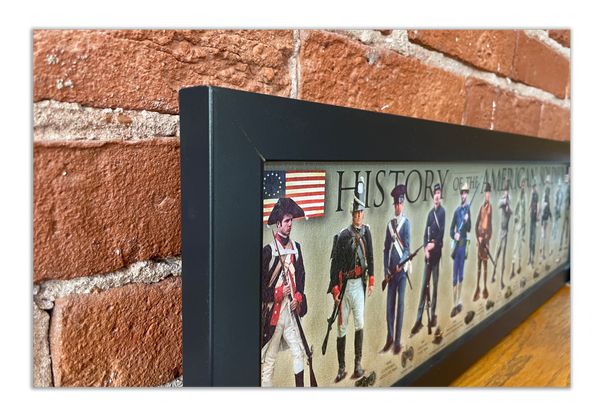 History of the American Soldier - Framed 1", printed with a matte finish, 6" x 24"