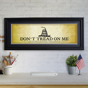 Don't Tread on Me - Framed 2” Black Double Matted, Grooved Molding 11 ¾" x 36"