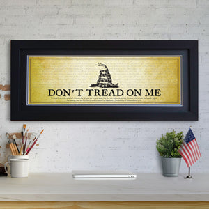 Don't Tread on Me - Framed 2” Black Double Matted, Flat Molding 11 ¾" x 36"