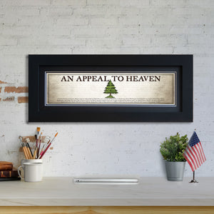 An Appeal To Heaven Flag - Framed 2" Black Double Matted, Flat Molding 6" x 24"