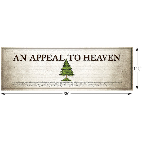 An Appeal To Heaven Flag - Framed 2” Black Double Matted, Flat Molding 11 ¾" x 36"