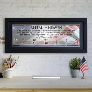 Appeal to Heaven - Framed 2” Black Double Matted, Flat Molding 11 ¾" x 36"