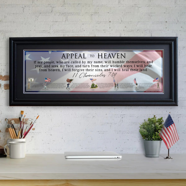 Appeal to Heaven - Framed 2” Black Double Matted, Grooved Molding 11 ¾" x 36”