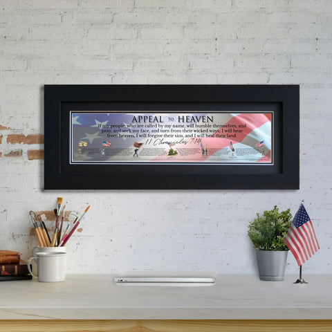 Appeal to Heaven - Framed 2” Black Double Matted, Flat Molding 6" x 24”