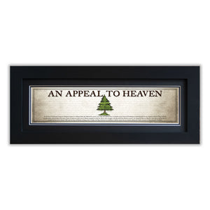 An Appeal To Heaven Flag - Framed 2" Black Double Matted, Flat Molding 6" x 24"