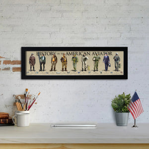 History of the American Aviator - Framed 1", printed with a matte finish, 6" x 24"