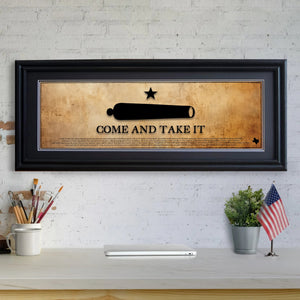 Come and Take It - Framed 2” Black Double Matted, Grooved Molding 11 ¾" x 36"