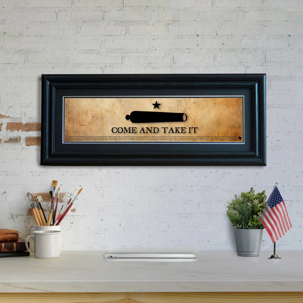 Come and Take It - Framed 2" Black Double Matted, Grooved Molding 6" x 24"