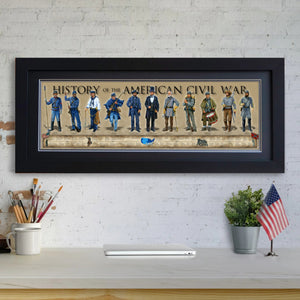 History of the American Civil War - Framed 2” Black Double Matted, Flat Molding 11 ¾" x 36"