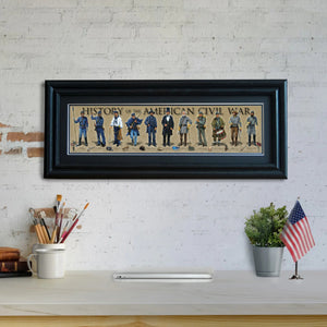 History of the American Civil War - Framed 2" Black Double Matted, Grooved Molding 6" x 24"
