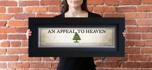 An Appeal To Heaven Flag - Framed 2" Black Double Matted, Flat Molding 6" x 24"