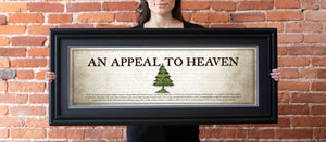 An Appeal To Heaven Flag - Framed 2” Black Double Matted, Grooved Molding 11 ¾" x 36"