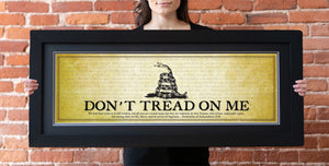 Don't Tread on Me - Framed 2” Black Double Matted, Flat Molding 11 ¾" x 36"
