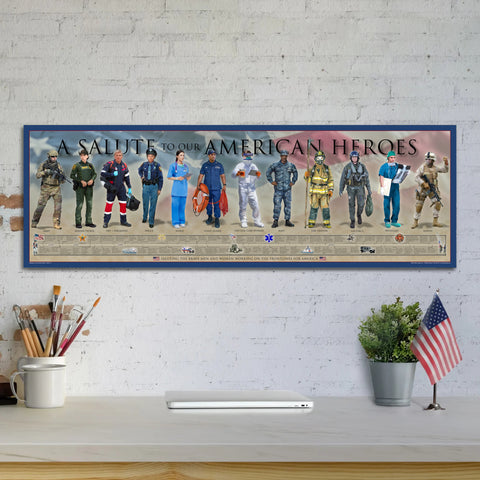 A Salute to our American Heroes - Unframed 11 ¾" x 36”