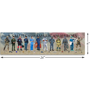 A Salute to our American Heroes - Framed 2" Black Double Matted, Print Size 6" x 24"