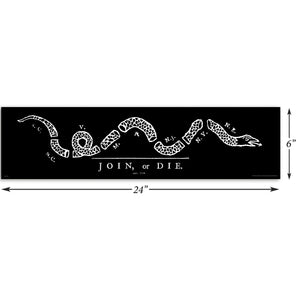 Join or Die - Framed 2" Black Double Matted, Print Size 6" x 24"