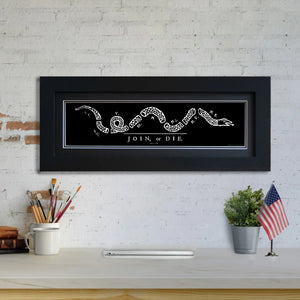 Join or Die - Framed 2" Black Double Matted, Print Size 6" x 24"