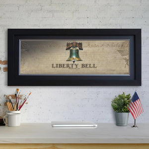 Liberty Bell - Framed 2” Black Double Matted, Print Size 11¾" x 36"