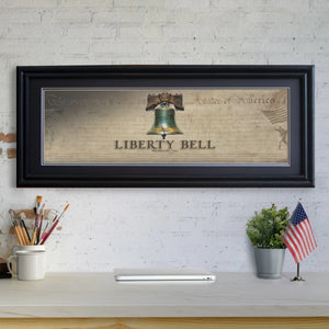 Liberty Bell - Framed 2” Black Double Matted, Print Size 11¾" x 36"