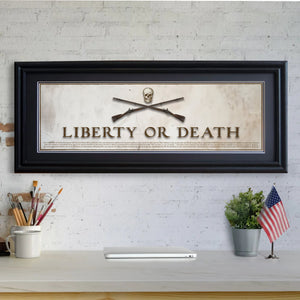 Liberty or Death - Framed 2” Black Double Matted, Grooved Molding 11 ¾" x 36"