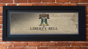 Liberty Bell - Framed 2” Black Double Matted, Print Size 11¾" x 36"