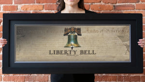 Liberty Bell - Framed 2” Black Double Matted, Print Size 11¾" x 36"