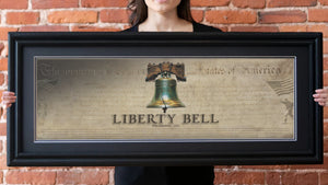 Liberty Bell - Framed 2” Black Double Matted, Print Size 11¾" x 36"