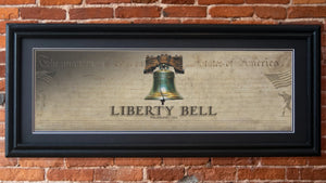 Liberty Bell - Framed 2” Black Double Matted, Print Size 11¾" x 36"