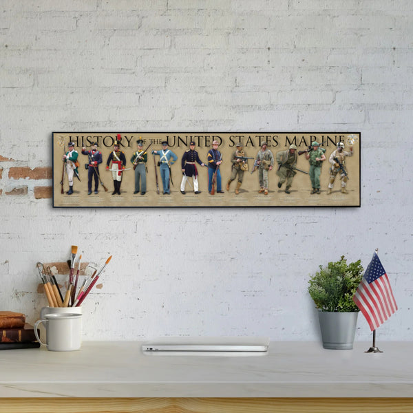 History of the United States Marine - Plaque - Beveled Edge with a pebble textured finish 6" x 24"