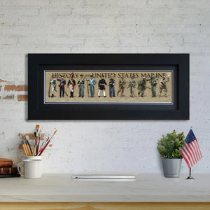 History of the United States Marine - Framed 2" Black Double Matted, Flat Molding 6" x 24"
