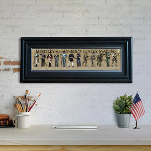 History of the United States Marine - Framed 2" Black Double Matted, Grooved Molding 6" x 24"