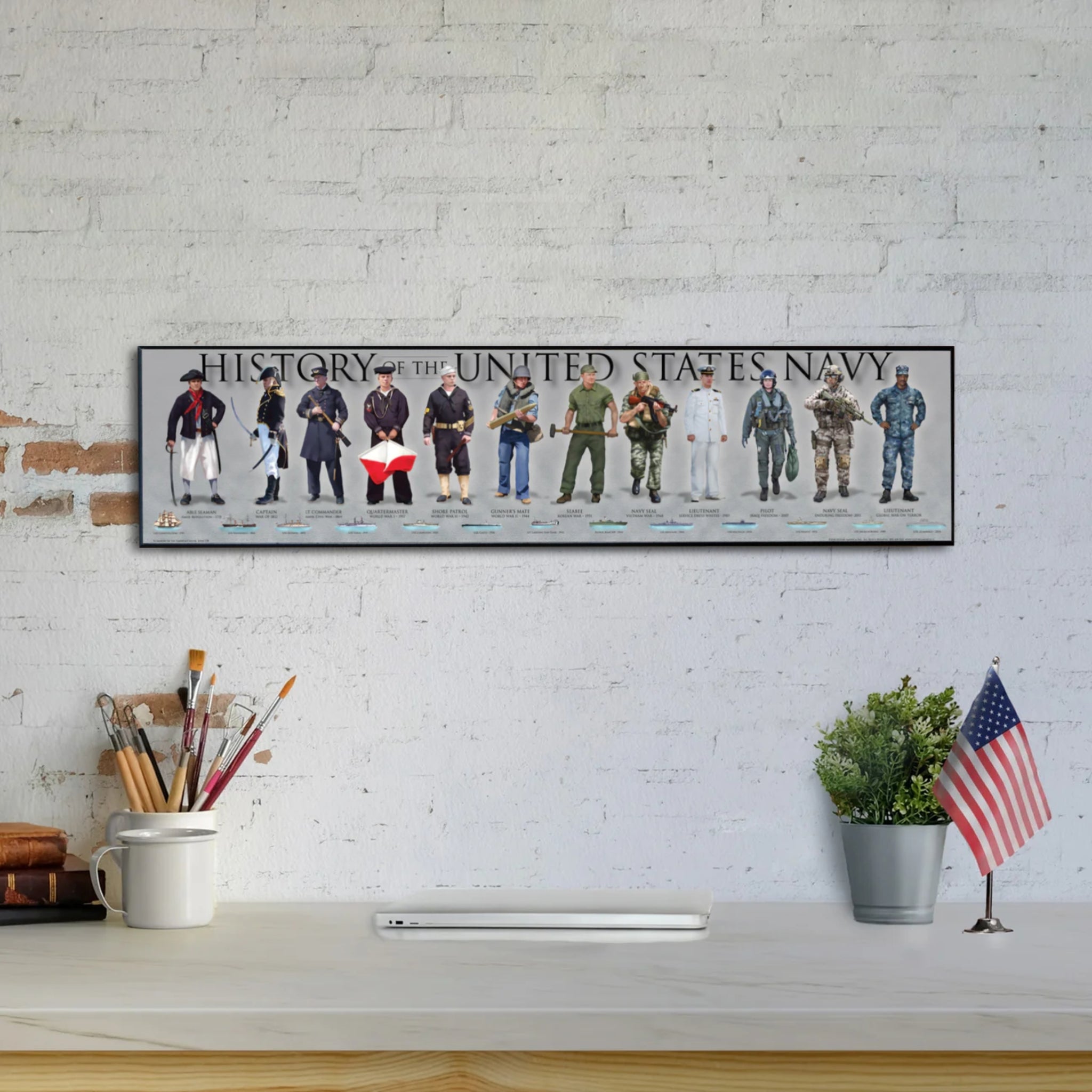 History of the United States Navy - Plaque - Beveled Edge with a pebble textured finish 6x24”