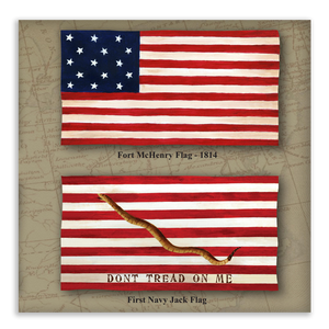 The History of Old Glory - Framed 2" Black Double Matted, Print Size 6" x 24"