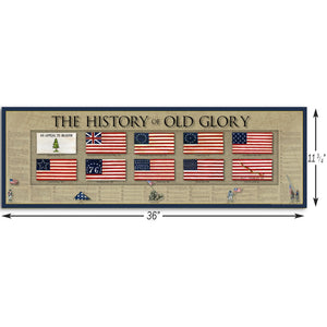The History of Old Glory - Framed 2” Black Double Matted, Print Size 11¾" x 36"