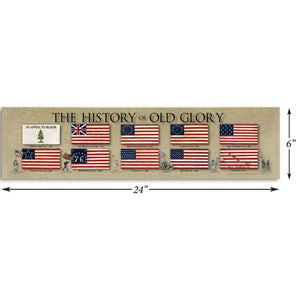 The History of Old Glory - Framed 2" Black Double Matted, Print Size 6" x 24"
