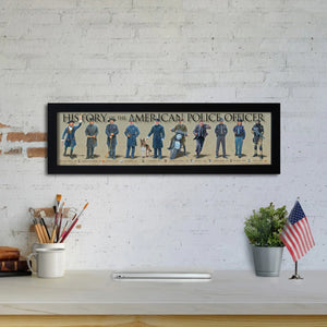 History of the American Police Officer - Framed 1", printed with a matte finish, 6" x 24"