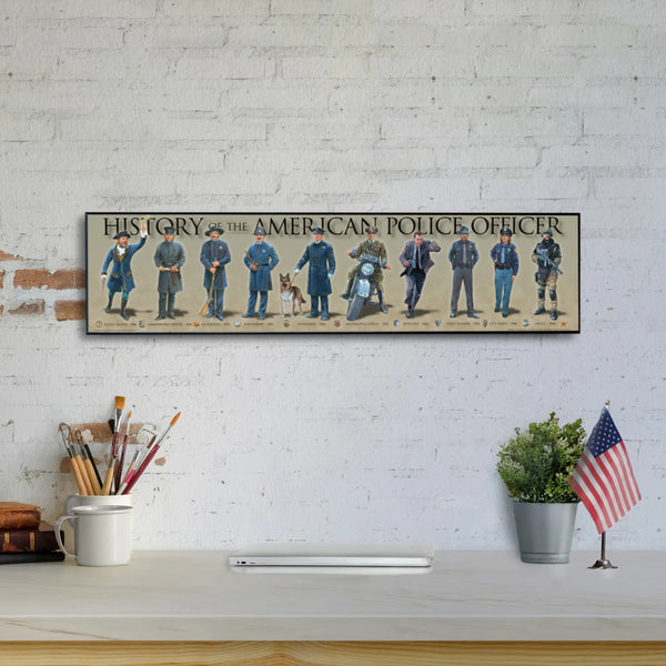 History of the American Police Officer - Plaque - Beveled Edge with a pebble textured finish 6x24”