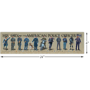 History of the American Police Officer - Framed 2" Black Double Matted, Print Size 6" x 24"