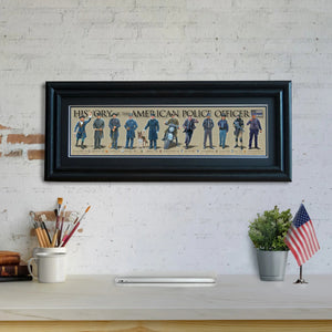 History of the American Police Officer - Framed 2" Black Double Matted, Grooved Molding 6" x 24"
