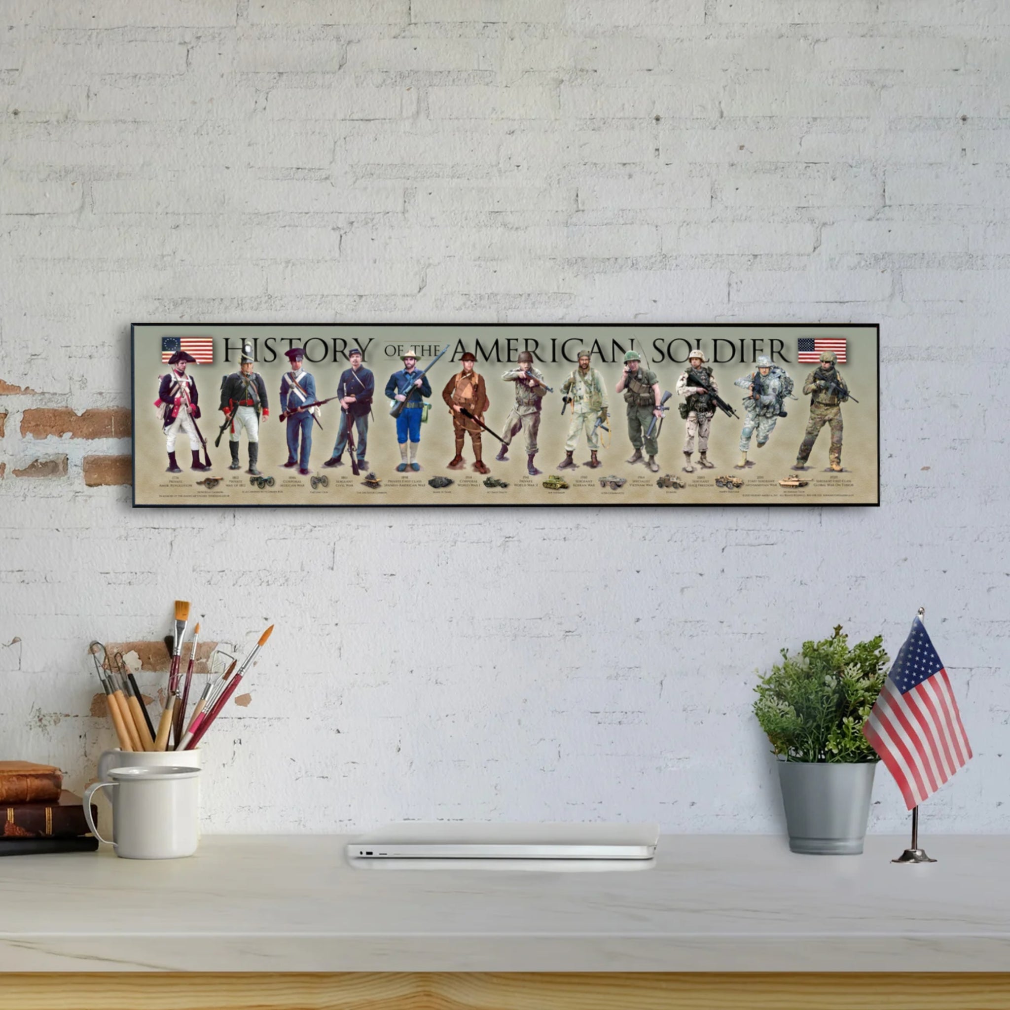 History of the American Soldier - Plaque - Beveled Edge with a pebble textured finish 6"x24”