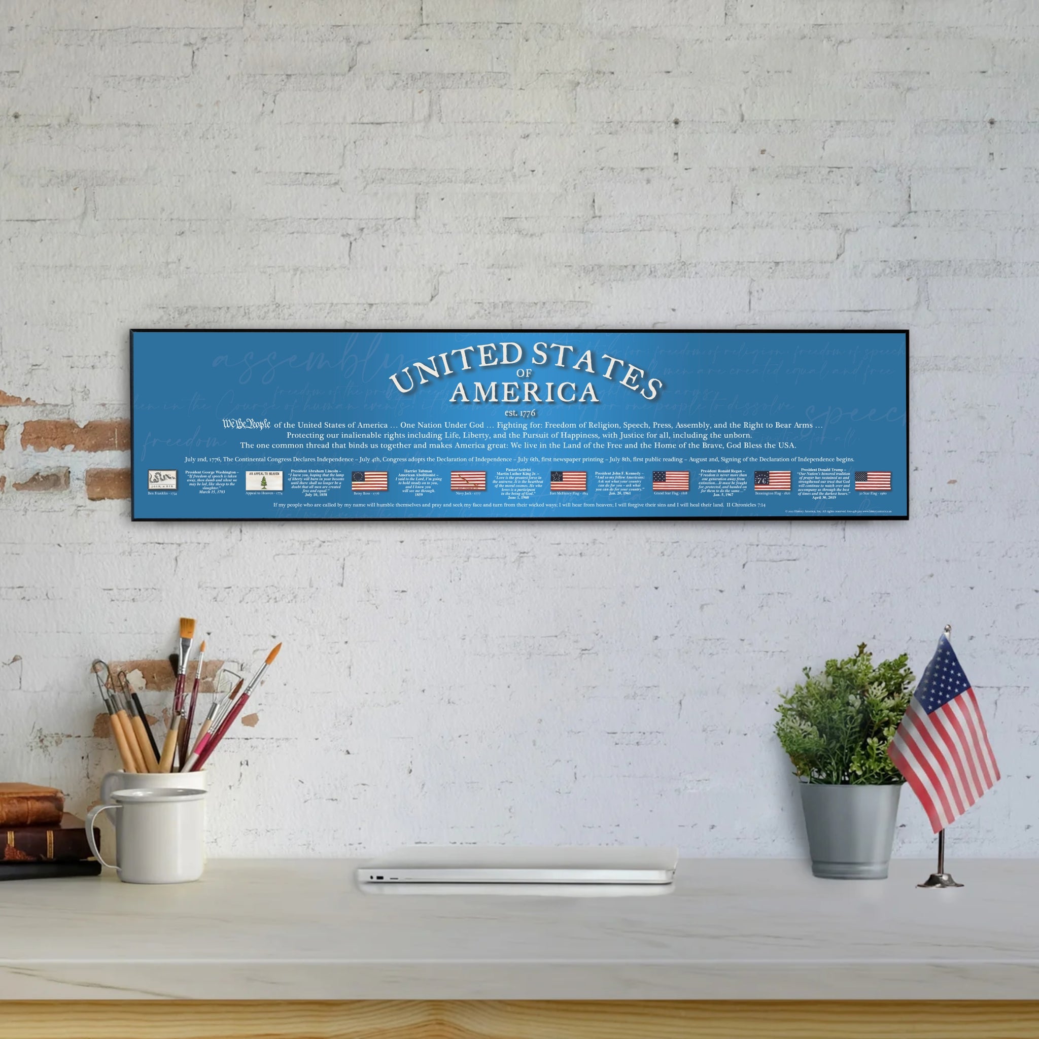 USA 1776 - Plaque - Beveled Edge with a pebble textured finish 6"x 24”