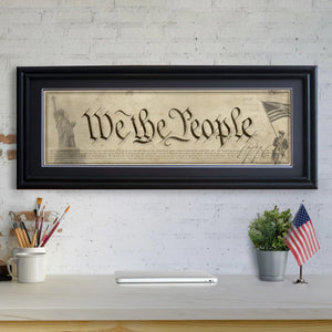 We The People - Framed 2” Black Double Matted, Grooved Molding 11 ¾" x 36”